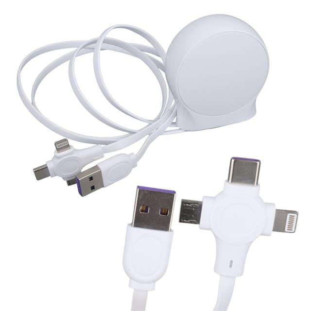 1 Metre Makaralı 3In1 Şarj Kablosu (Lightning - TYPE-C - Micro USB)