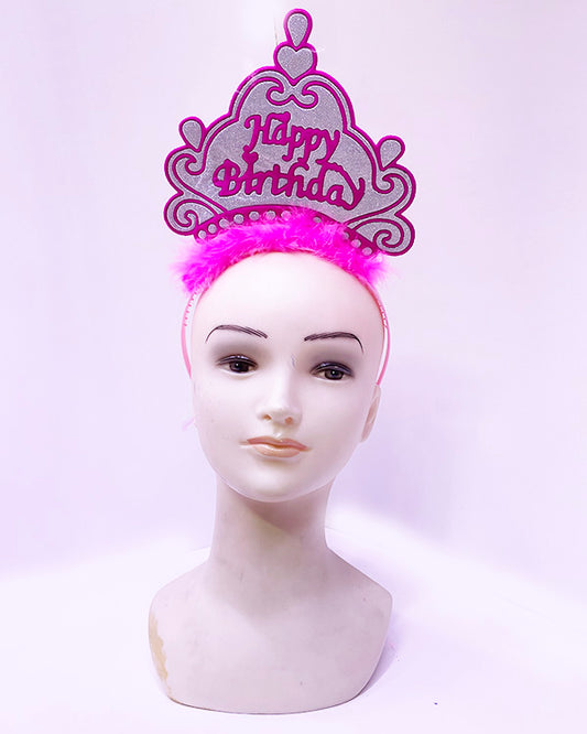 Happy Birthday Neon Pembe Renk Doğum Günü Tacı 24x15 cm