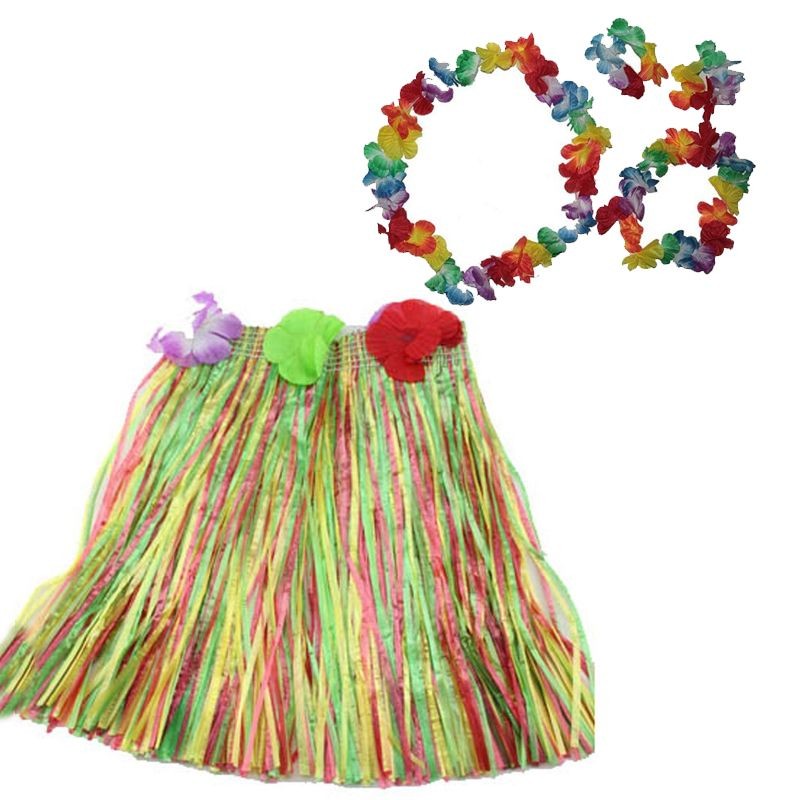 Luau Aloha Hawaii Kolye Etek Taç ve Bileklik Seti