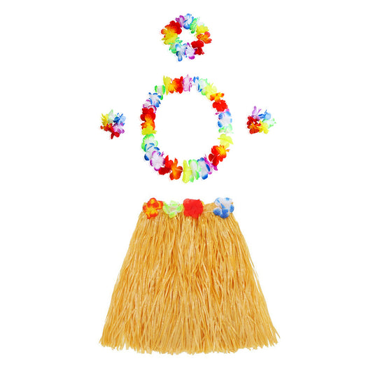 Luau Aloha Hawaii Kolye Etek Taç ve Bileklik Seti Turuncu