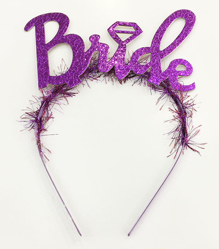 Mor Renk Bekarlığa Veda İtalik Yazı Alyanslı Bride Taç