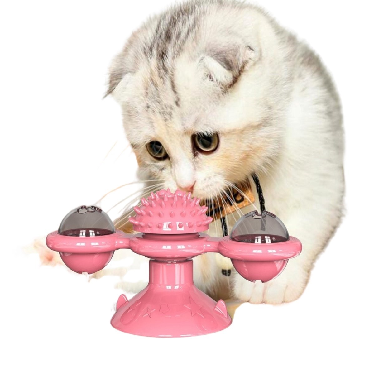 Pet Malzemeleri Vantuzlu Fırıldak Toplu Dönen Şeffaf Depo Tasarım İnteraktif Kedi Oyuncağı