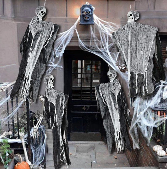 Ürpertici Kuru Kafa Korku Hayalet Saçaklı Dekor 90x50 cm