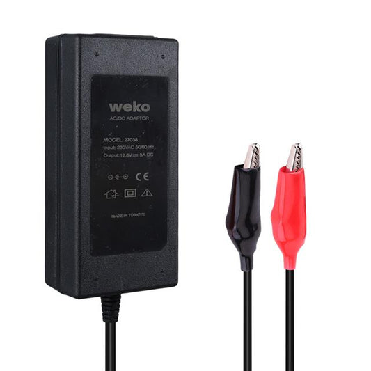 12.6 Volt - 3 Amper Krokodil Uçlu Ledli Yerli Üretim Masaüstü Şarj Adaptörü