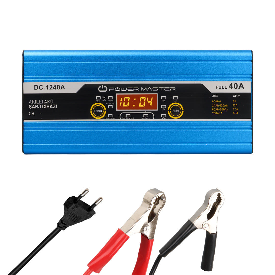 12 VOLT MAX 40 AMPER DİGİTAL EKRANLI AKILLI AKÜ ŞARJ CİHAZI