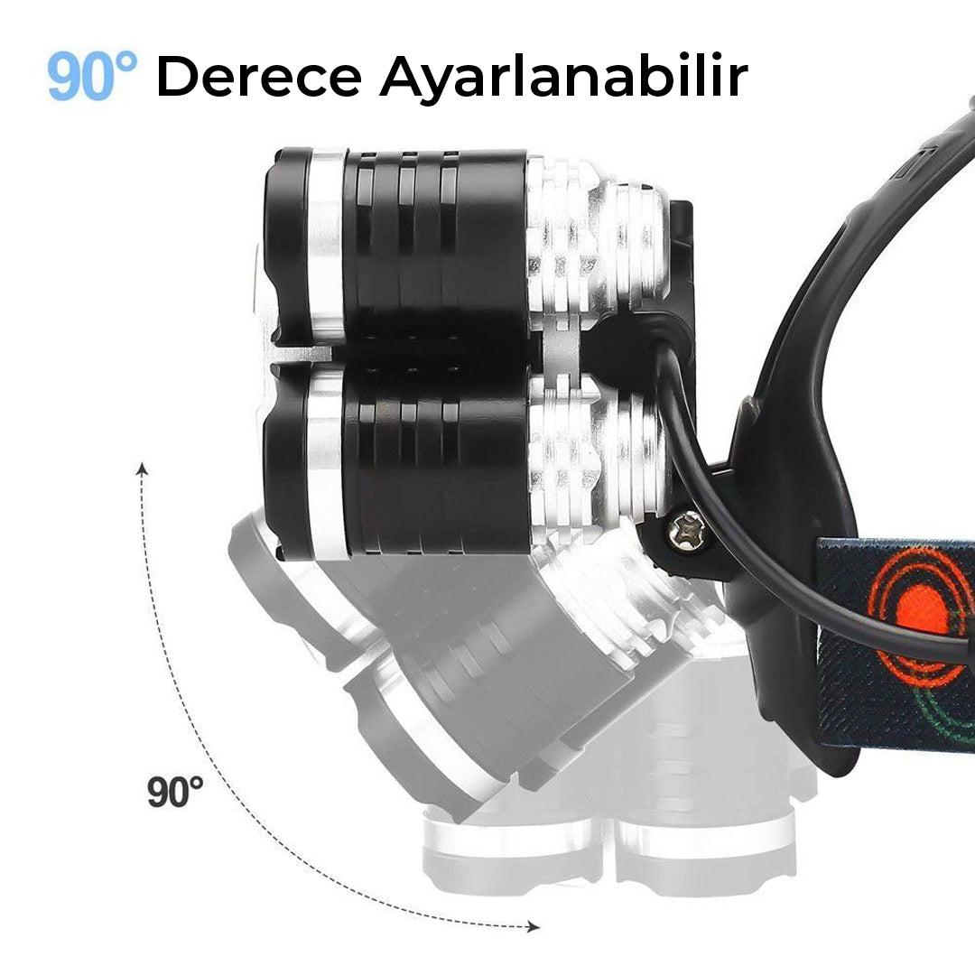 18+3 POWER LEDLİ SU GEÇİRMEZ ŞARJLI KAFA FENERİ