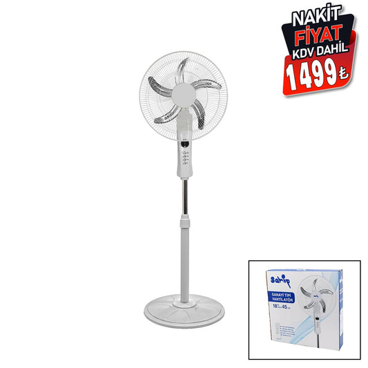 18 İNC 45 CM KUMANDALI  SANAYİ TİPİ AYAKLI VANTİLATÖR 5-METAL PERVANE 3-KADEME HIZ 65W Y:137CM