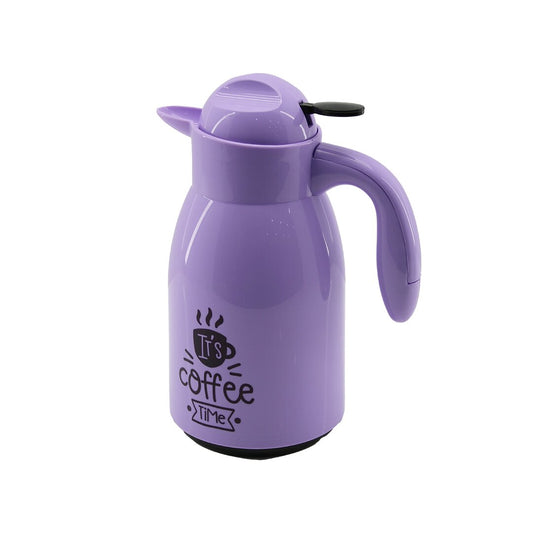 1LT İÇİ CAM LİLA - KAHVE YAZILI PENGUEN PLASTİK TERMOS