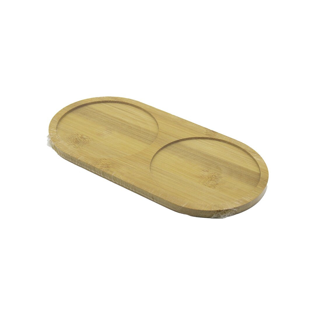 2 BÖLMELİ OVAL AHŞAP BAMBU YAĞDANIK ALTLIK 12X24X0.8CM
