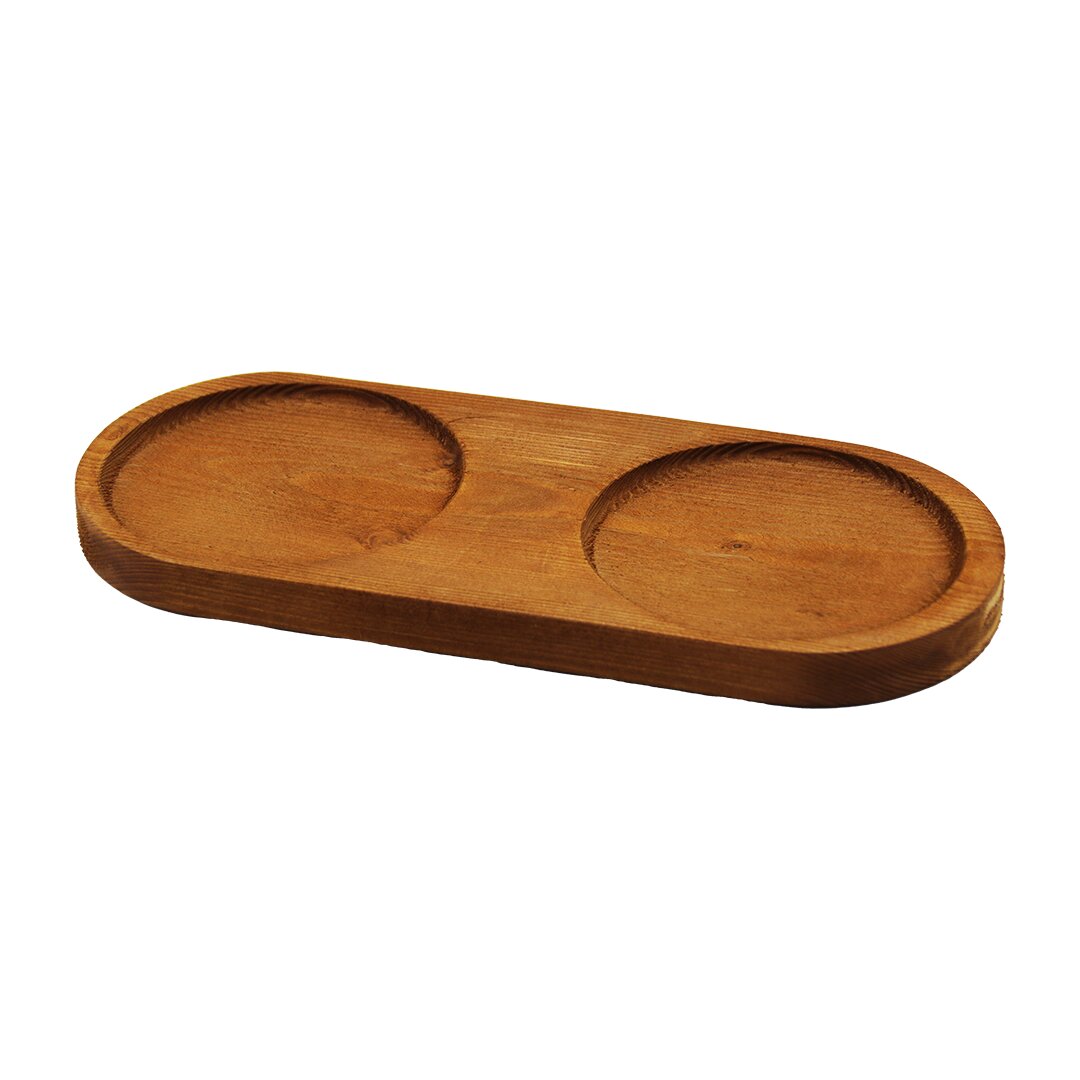 2 BÖLMELİ - OVAL KOYU RENK=KAHVERENGİ AHŞAP YAĞDANLIK ALTLIK 27X12.5CM