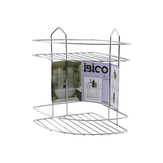 2 KATLI - ÜÇGEN   KROM   METAL  BANYO KÖŞELİK - DUŞKABİN RAF