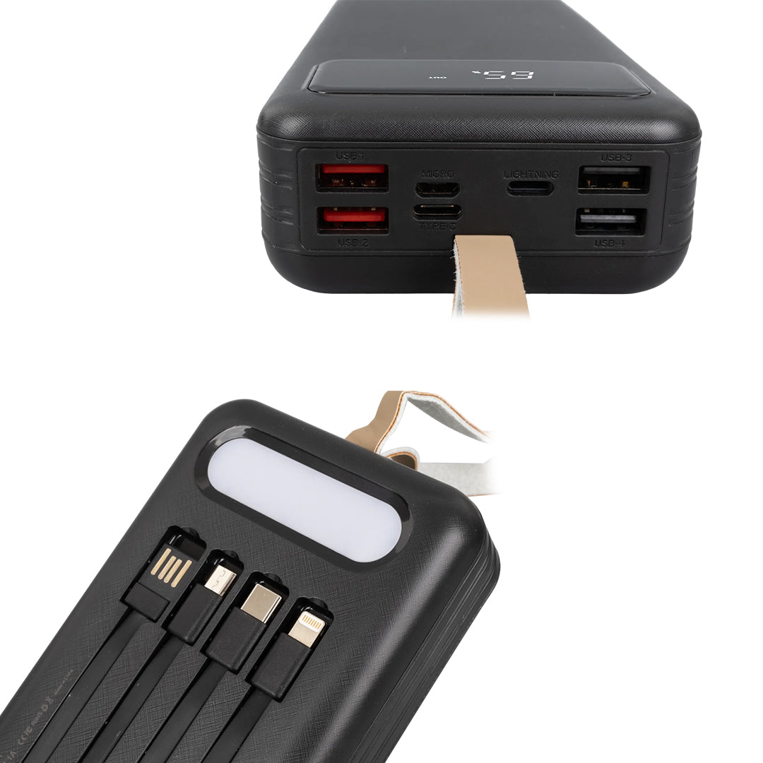 20000 MAH DİJİTAL GÖSTERGELİ USB-MICRO-LIGHTNING-TYPE-C GİRİŞLİ VE KABLOLU POWERBANK