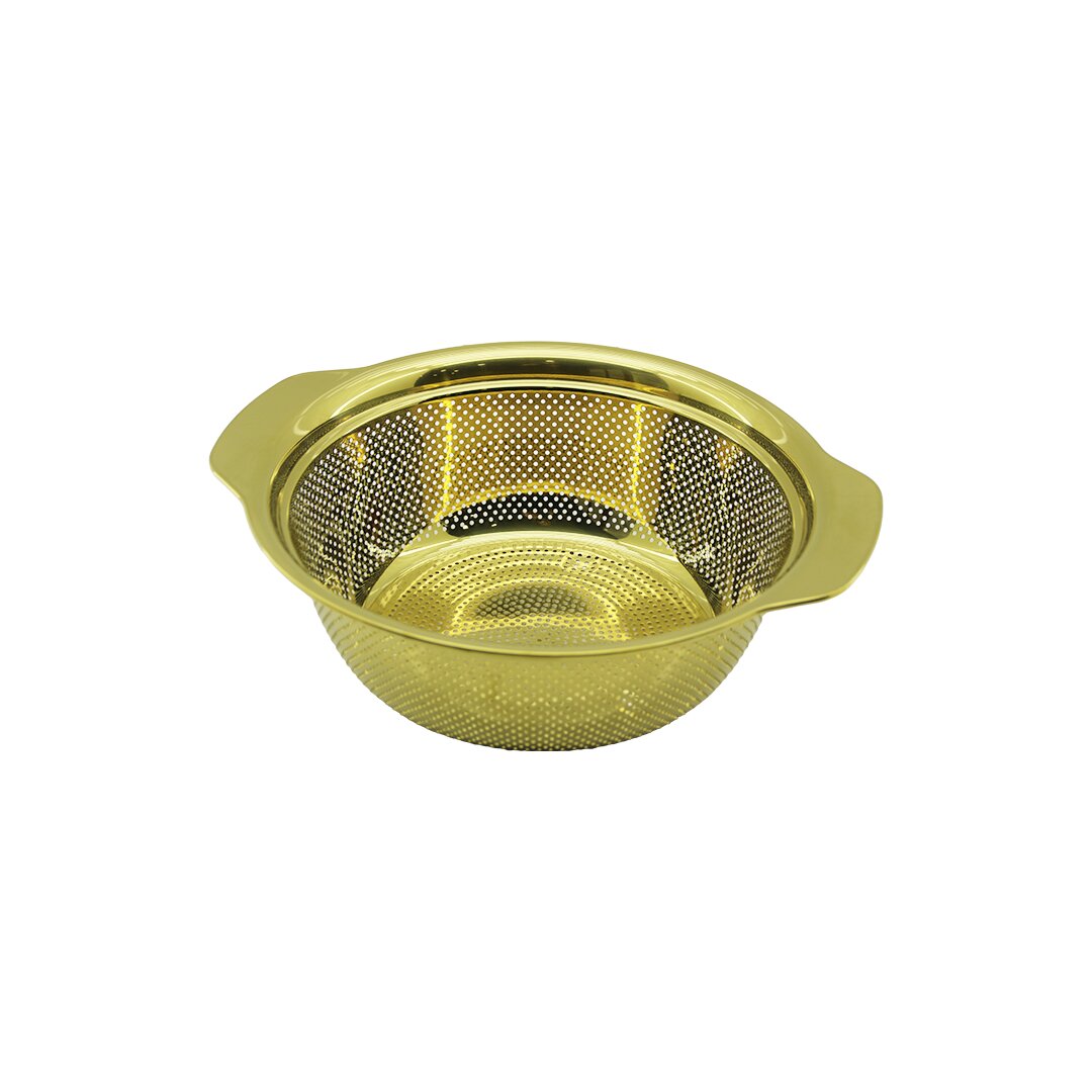 23CM GOLD PASLANMAZ METAL SEPET SÜZGEÇ KENDİNDEN KULPLU