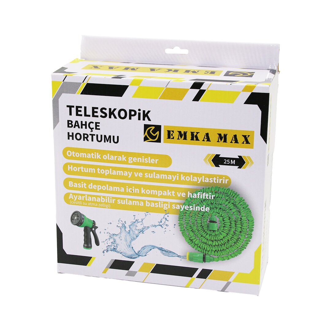 25MT TELESKOPİK UZAYAN BAHÇE HORTUMU 7 FONKSİYON AYARLI TETİKLİ TABANCA