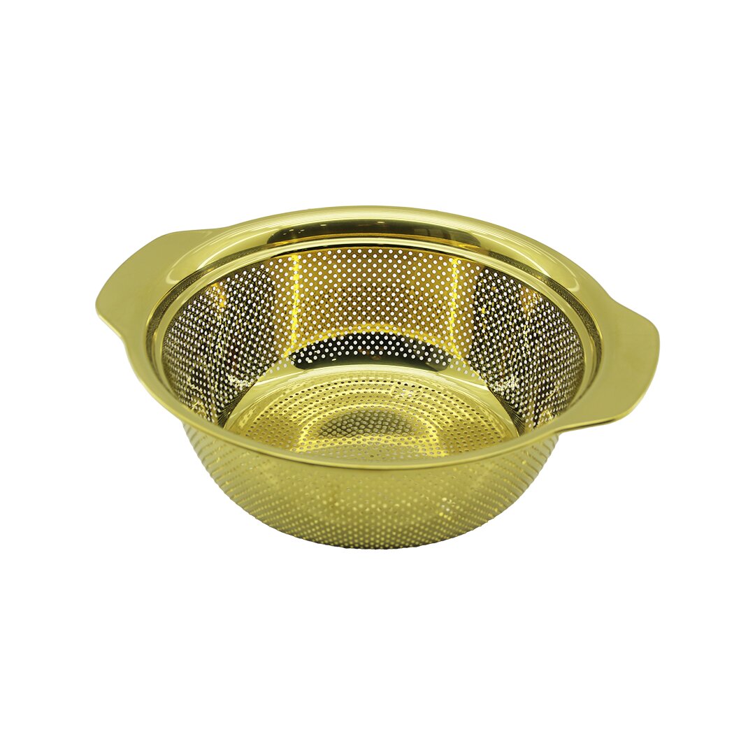 27CM GOLD PASLANMAZ METAL SEPET SÜZGEÇ KENDİNDEN KULPLU