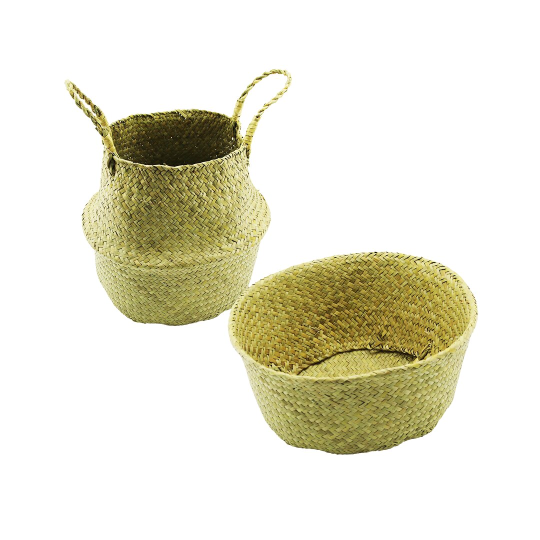 2IN1: KULPLU - KULPSUZ HASIR ORGANİZER SEPET Ç: 33---25CMY:15-30CM