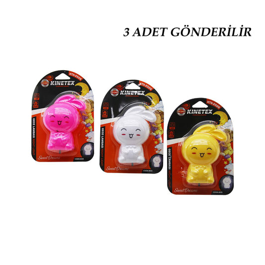 3 ADET TAVŞAN MODEL 0.1W GECE LAMBASI AÇ-KAPA ANAHTARLI VOLTAJ=AC110 - 250V - 50HZ