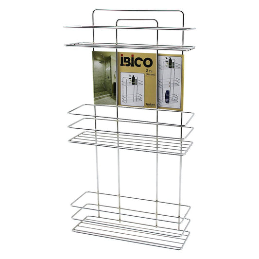 3 KATLI - DİKDÖRTGEN   KROM   METAL  BANYO KÖŞELİK - DUŞKABİN RAF - ŞAMPUANLIK