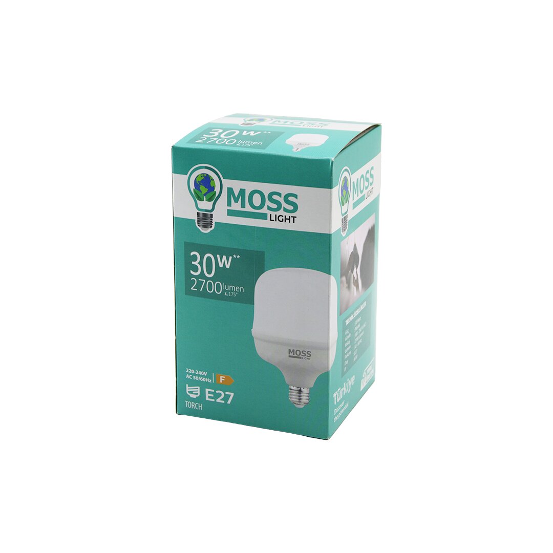30W TORCH LED AMPUL PLASTİK E27 2700LUMEN L175° 5000 SAAT ÖMÜR IP20 185-265V AC MS-3097