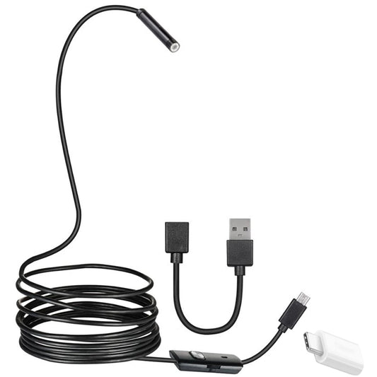 3IN1 MICRO USB+TYPE-C+USB A) ANDROID UYUMLU 8 MM IŞIKLI 5 METRE ENDOSKOP YILAN KAMERA