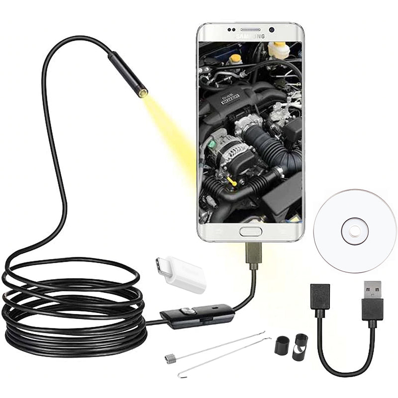 3IN1 MICRO USB+TYPE-C+USB A) ANDROID UYUMLU 8 MM IŞIKLI 5 METRE ENDOSKOP YILAN KAMERA