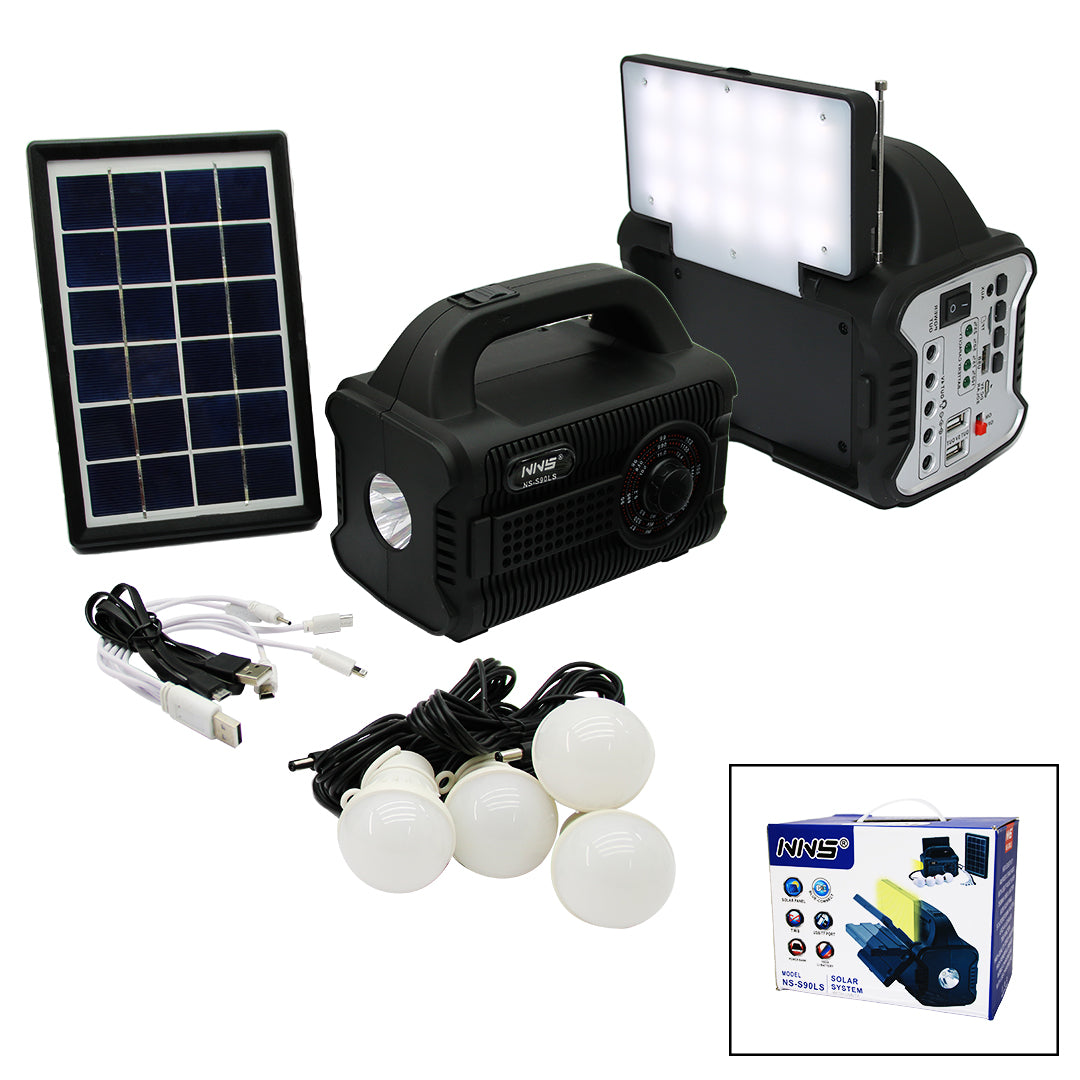 3IN1 - SOLAR 2İN1 SABİT+OYNAR BAŞLI EL FENERİ - RADYO - MP3 BLUETOOTH - USB/ TF PORT - 4 PARÇA AMPUL KABLOLU - POWERBANK