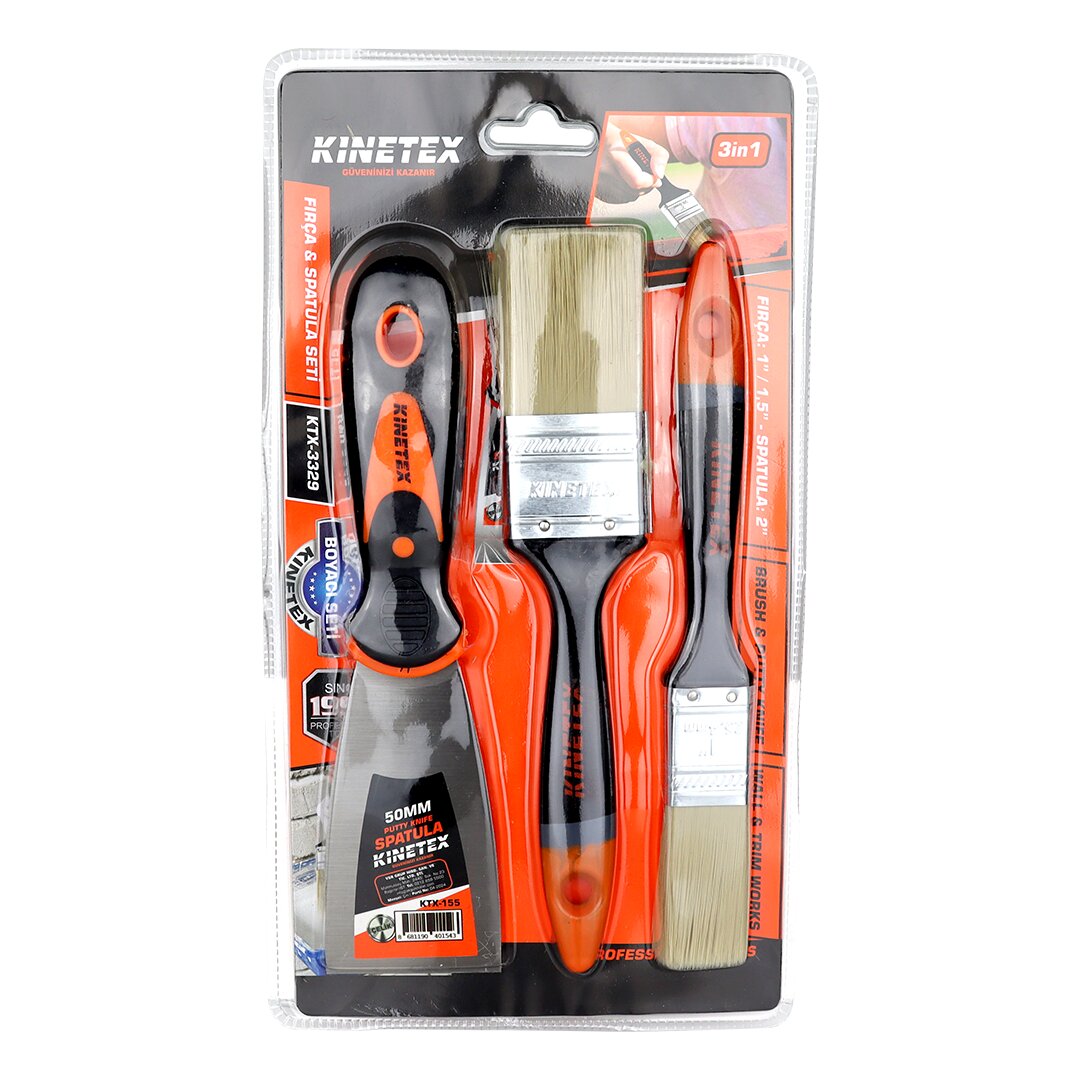 3PCS BOYACI - NALBUR SET 50MM SPATULA - 2X KESTİRME FIRÇA