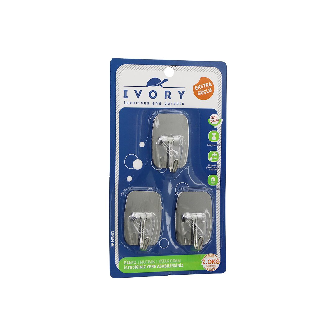 3PCS DİKDÖRTGEN - KOMPLE METAL YAPIŞKAN ASKI 2KG TAŞIMA