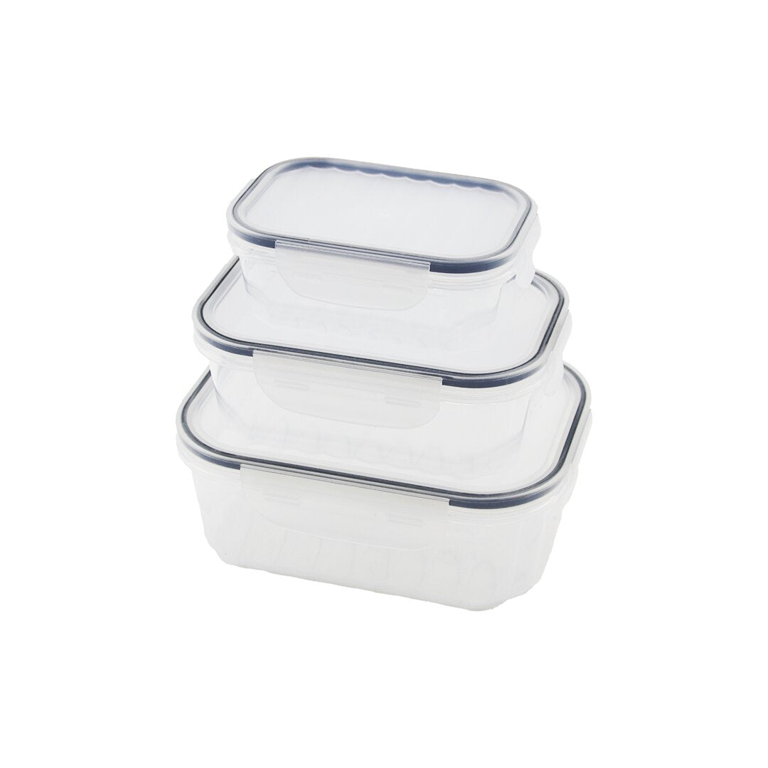 3PCS QUİCK SIZDIRMAZ SAKLAMA KABI SETİ ŞEFFAF KAP - BUĞULU-CONTALI KAPAK 500-1000-1700ML