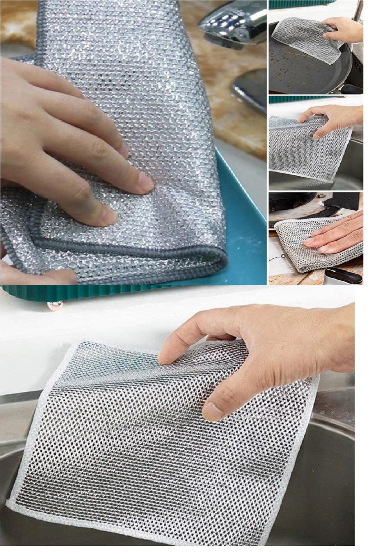 5 Adet Çok Fonksiyonlu Çizmeyen Tel Bulaşık Bezi Bulaşık Havlusu Bulaşık Temizlik Ovma Bezi