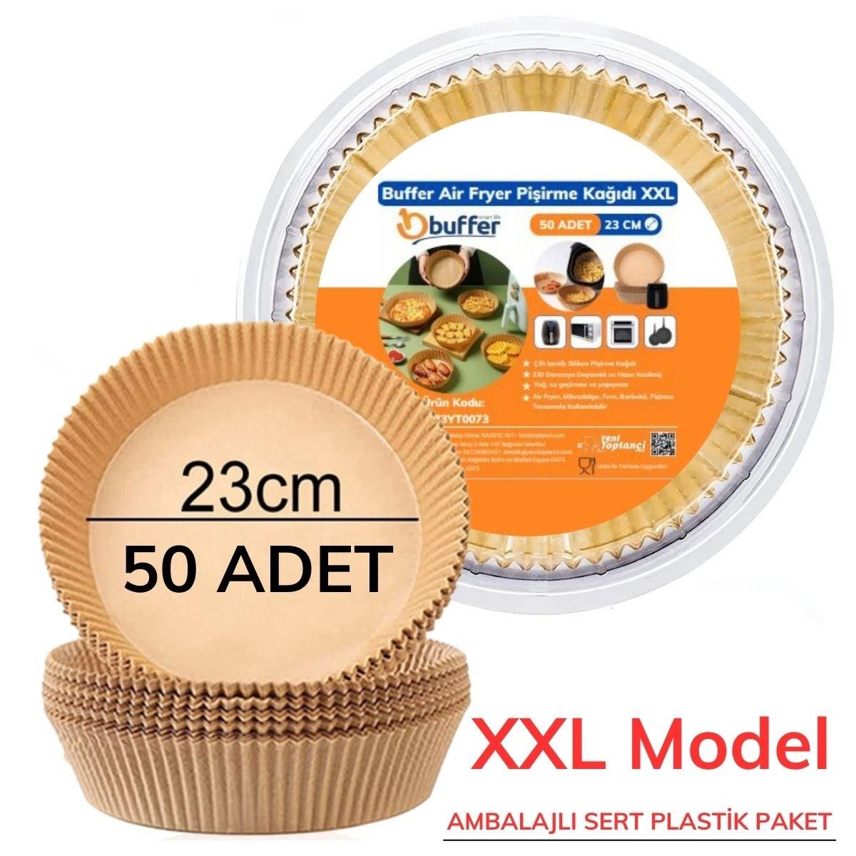 50 Adet Air Fryer Pişirme Kağıdı Tek Kullanımlık 23 Cm Yuvarlak Pişirme Kağıdı XXL PVC li