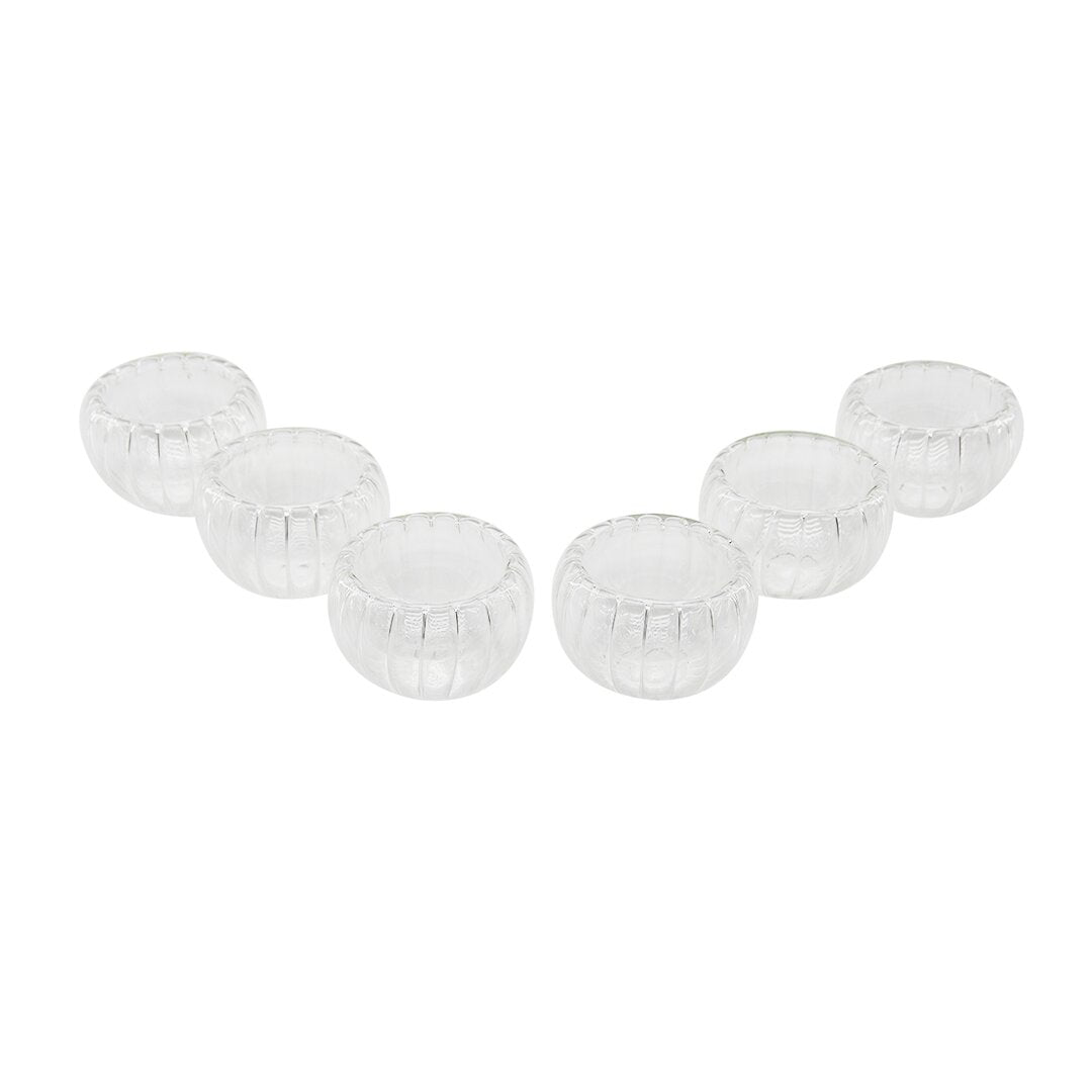6 PCS ÇİZGİLİ CAM ÇİFT CİDARLI LOKUMLUK - SOSLUK 50 ML