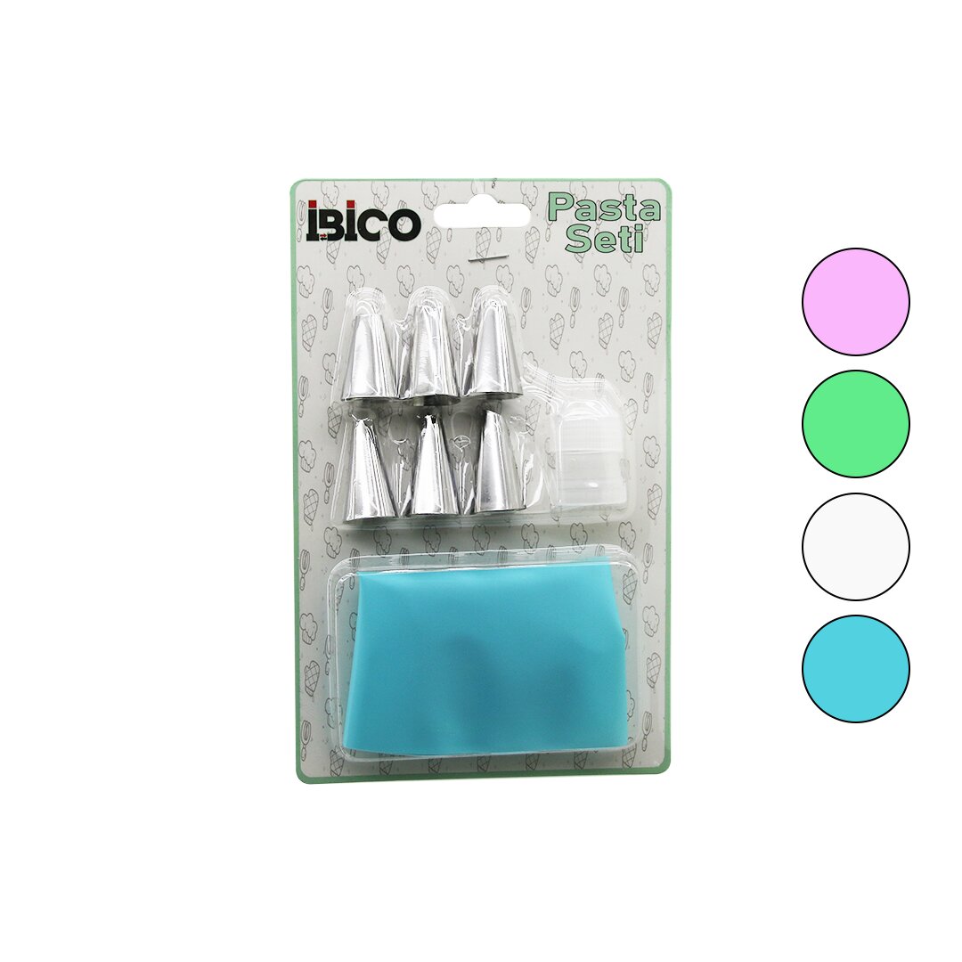 8PCS PASTA SÜSLEME SETİ 1AD-KREMA TORBASI - 6AD-METAL + 1AD-PLASTİK UÇ