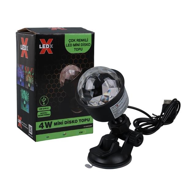 AL-KX-6889 Projeksiyon Atmosferli Usbli 4 Watt Şarjlı Sihirli Rgb Led Disko Topu