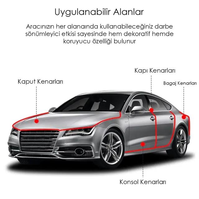 Araç İçi Dışı U Tipi Geçmeli 4 Metre Koruyucu Dekoratif Esnek Çıta