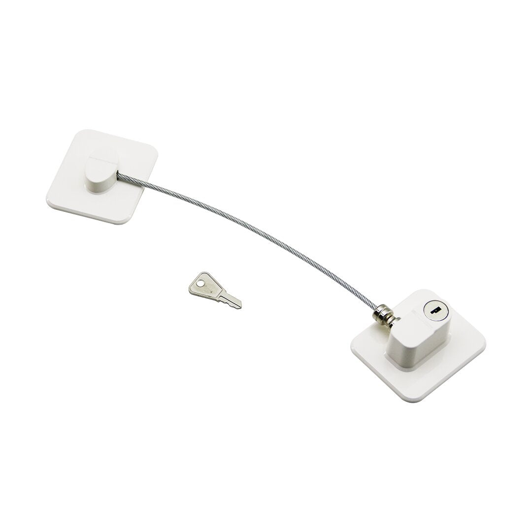 BEYAZ PLAKA HALATLI EMNİYET KİLİT 5X6CM YAPIŞKANLI MONTAJ=2PCS PLAKA HALAT=18.8CM
