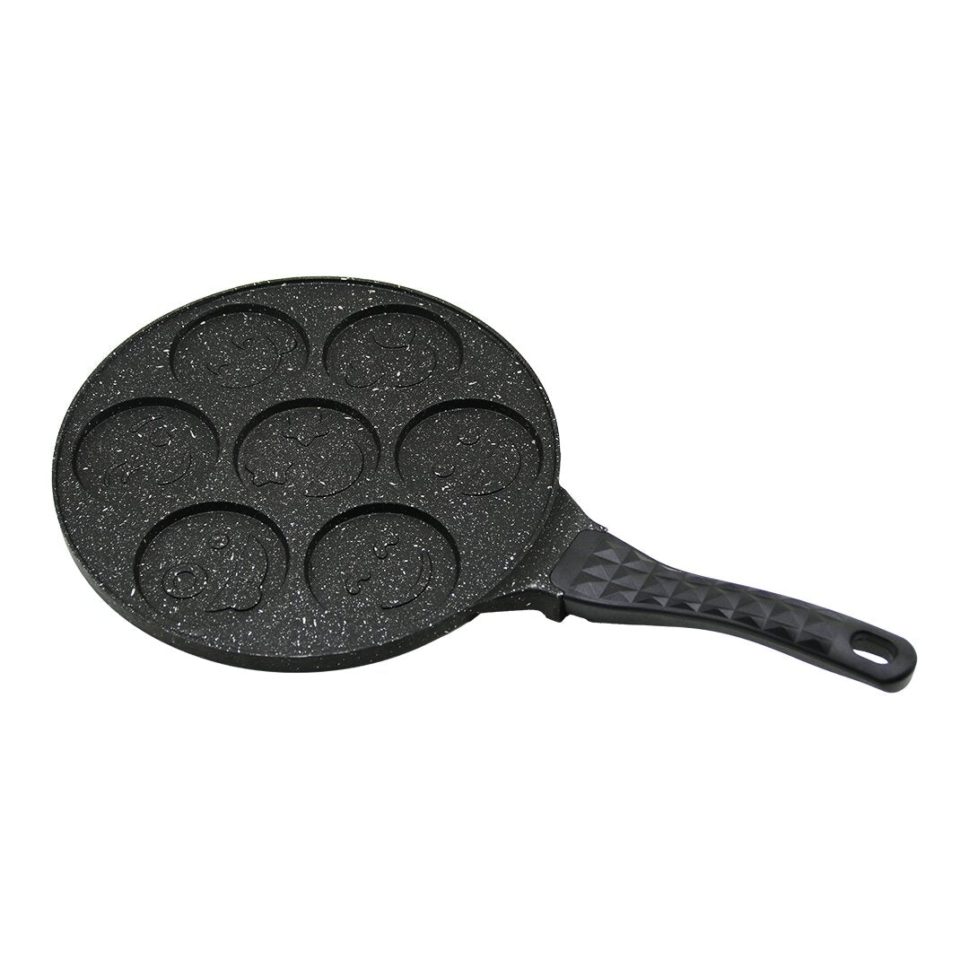 BÖLMELİ EMOJİLİ DÖKÜM PANKEK TAVA 28CM KABARTMA PİRAMİT DESENLİ BAKALİT SAP=18.2CM POŞETLİ AMBALAJ