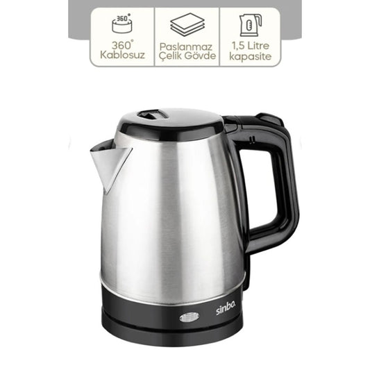 ÇELİK KETTLE 1.7LT GİZLİ REZİSTANS - KABLOSUZ SK-8015