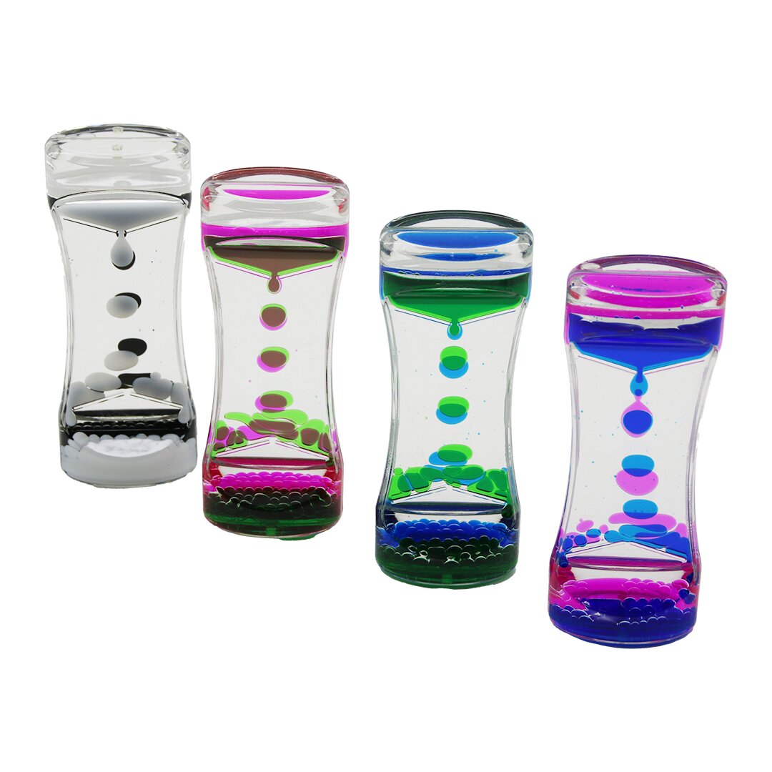 ÇİFT RENK SU ÇİFT KATLI DAR ŞİŞE MODEL SULU KUM SAATİ MİKA AKRİLİK PLASTİK 13.7 X 5.2 X 3.3CM