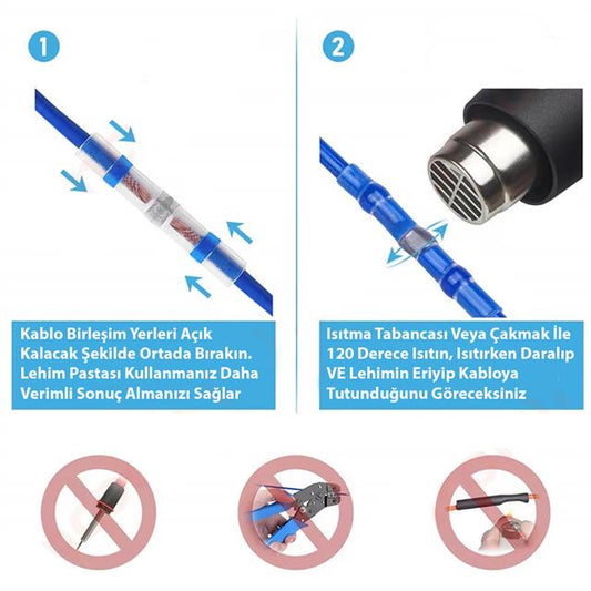 Dahili Lehimli Mühür Makaron 300 Adet 4 Boy Isıyla Daralan Kablo Koruması