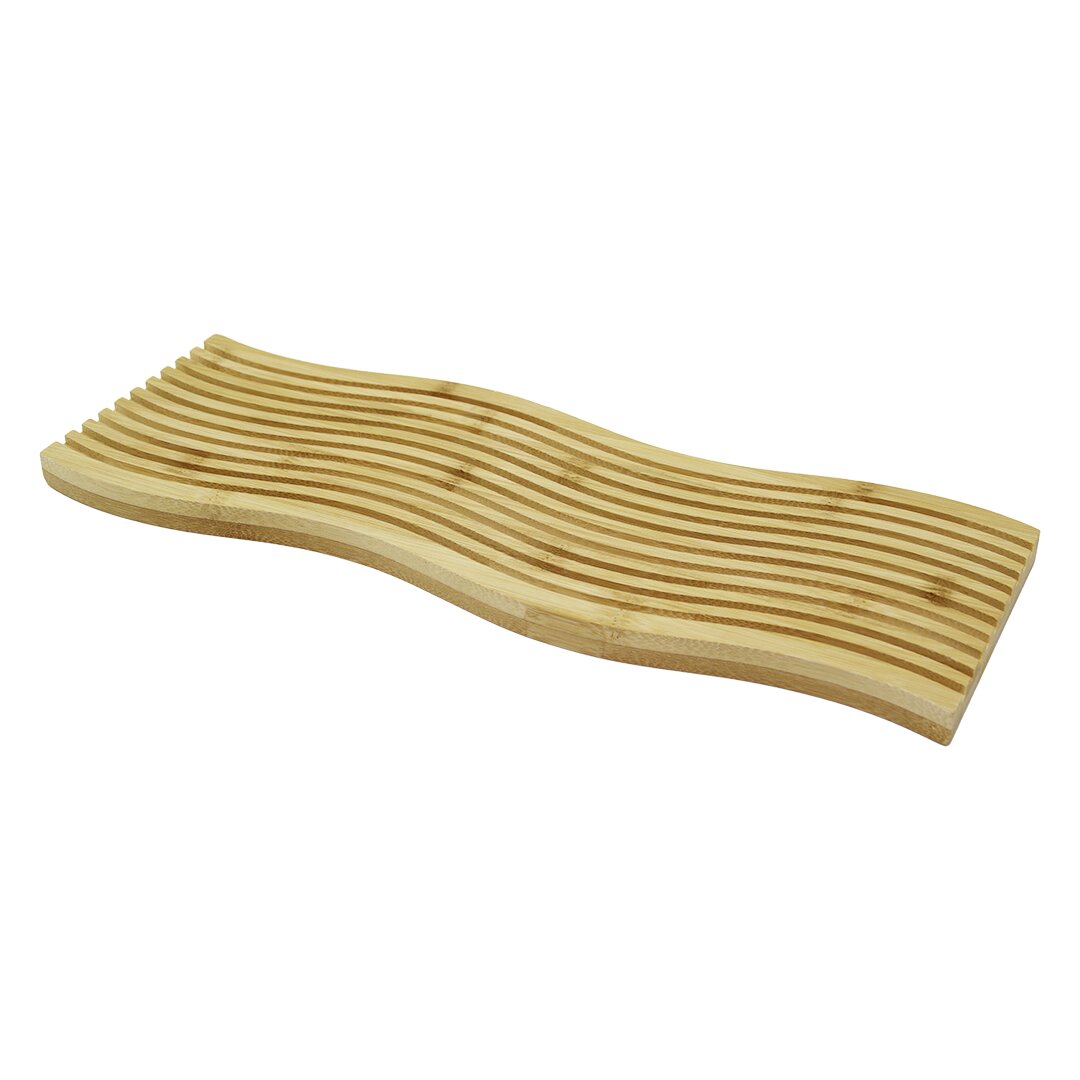 DALGALI KENAR ÇİFT TARAF=DÜZ - DALGALI OYUK KANALLI AHŞAP BAMBU SUNUM TEPSİ 15X39X1.5CM