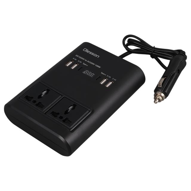 DC 12-24V 150W Oto Araç Power İnverter Ek Çakmak Girişi - 2x TYPE-C - 4x USB - 2x 220V Üniversal Priz