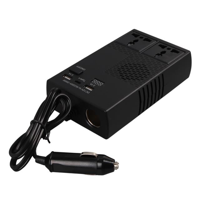 DC 12-24V 200W Oto Araç Power İnverter 1x Çakmak Girişi - 1x TYPE-C - 2x USB - 2x 220V Üniversal Priz