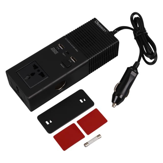 DC 12-24V 200W Oto Araç Power İnverter Ek Çakmak Girişi - TYPE-C - Çift USB - 220V Üniversal Priz