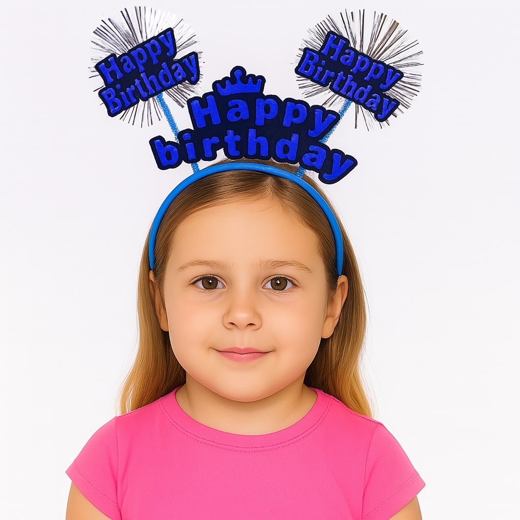 Doğum Günü Kutlaması İçin Mavi Taç – Işıltılı Yazılı Parti Tacı