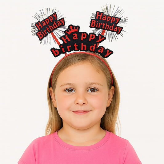 Doğum Günü Kutlaması İçin Kırmızı Taç – Işıltılı Yazılı Parti Tacı