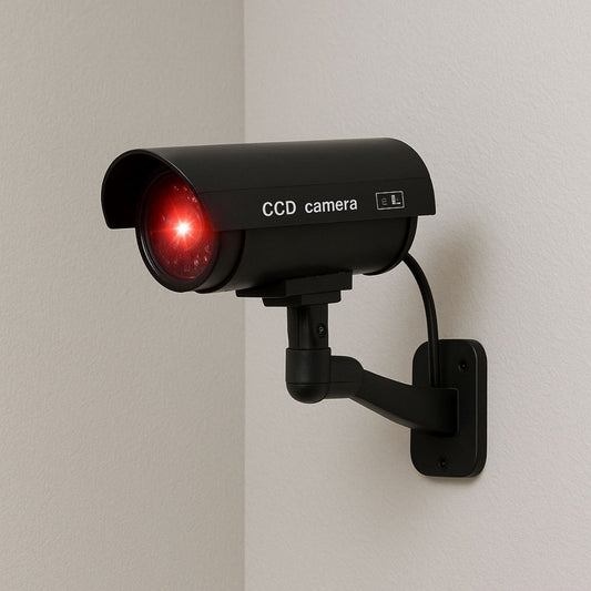 Duvara Monte Edilebilen Kırmızı Işıklı Siyah Sahte Güvenlik Kamerası Fake Kamera