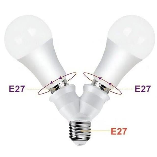 DY-101 E27 Duy Çoğaltıcı (Tek Duydan Çift E27 Lamba Bağlantısı)