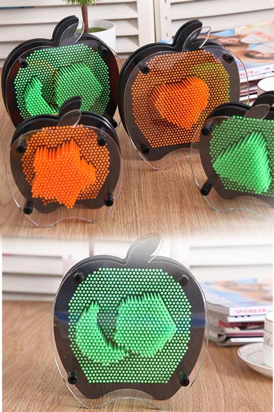 Elma Şeklinde Pin Art Dekoratif 3D Çivi Sanatı Filografi Tahtası