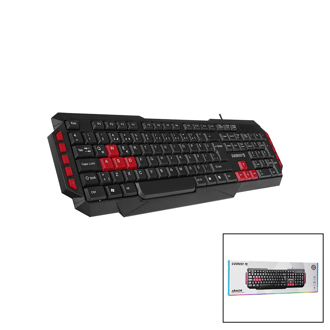 EVEREST KB-G7-ARMOR USB KABLOLU OYUNCU KLAVYE RENKLİ OYUN TUŞLARI - MULTİMEDYA TUŞLARI 150CM